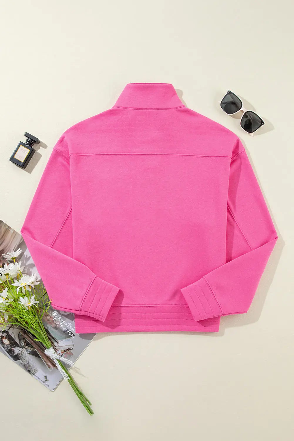 Long Sleeve Half Snap Sweatshirt - ThingsWeUseAndLove 