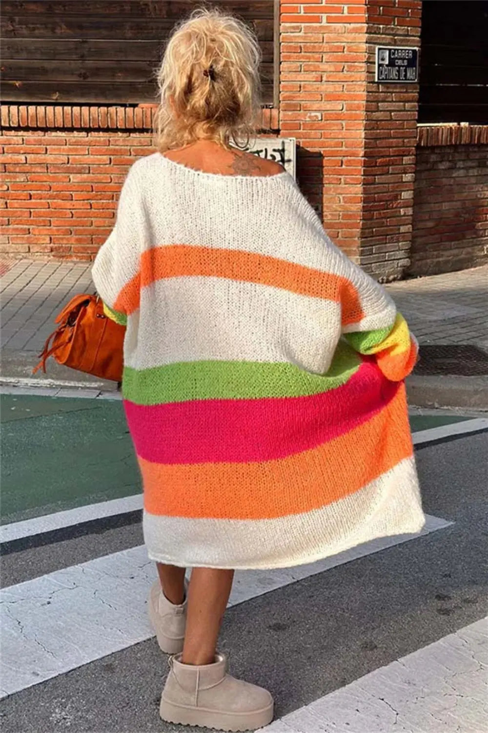 Martella Color Block V-Neck Long Sleeve Sweater Dress - ThingsWeUseAndLove 