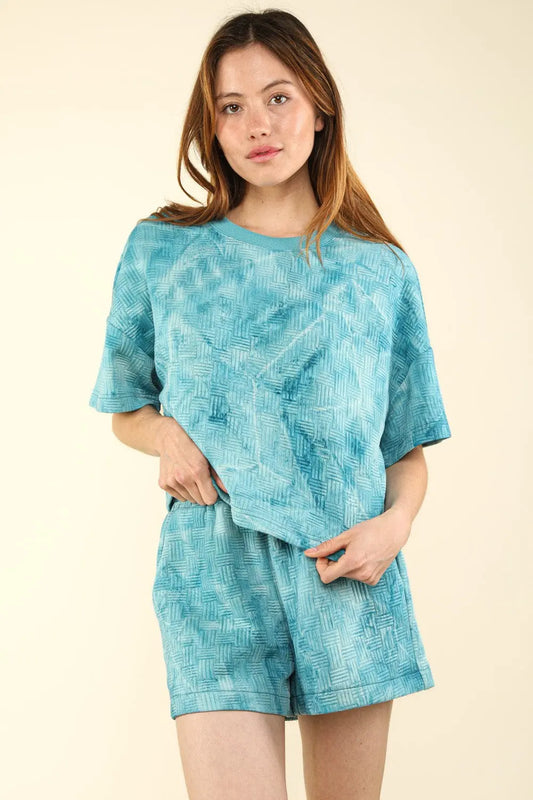 Indira Teal Quilted Washed Crop Top and Shorts Set - ThingsWeUseAndLove Teal-L