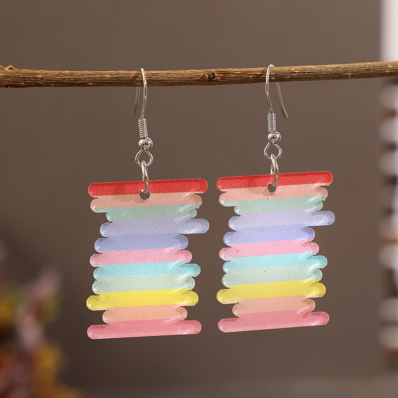 Rainbow Dangle Earrings - Acrylic One Size: (Length 2.2 in, Weight 0.2 oz (4.3 g) - ThingsWeUseAndLove 