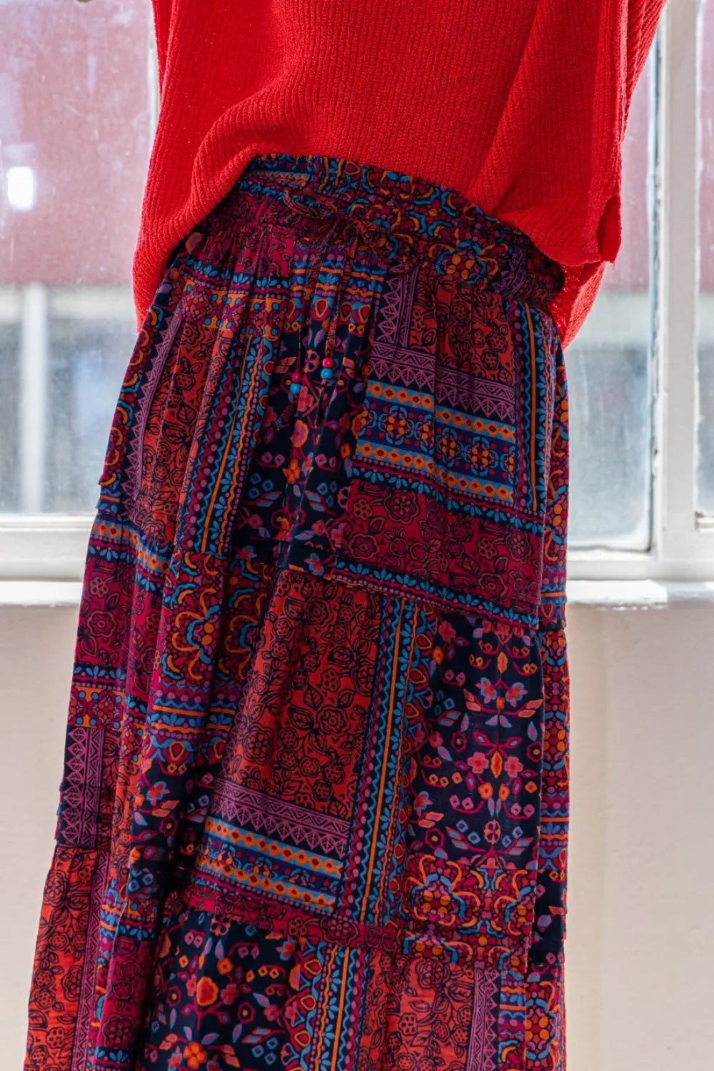 Printed Tiered Maxi Skirt - ThingsWeUseAndLove 