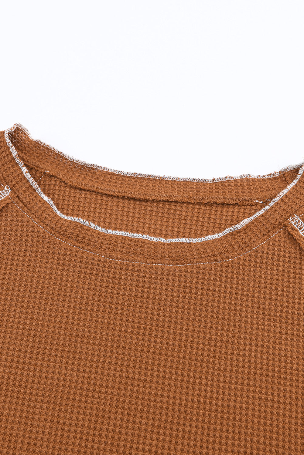 Exposed Seam Textured Pullover Long Sleeve Top - ThingsWeUseAndLove 