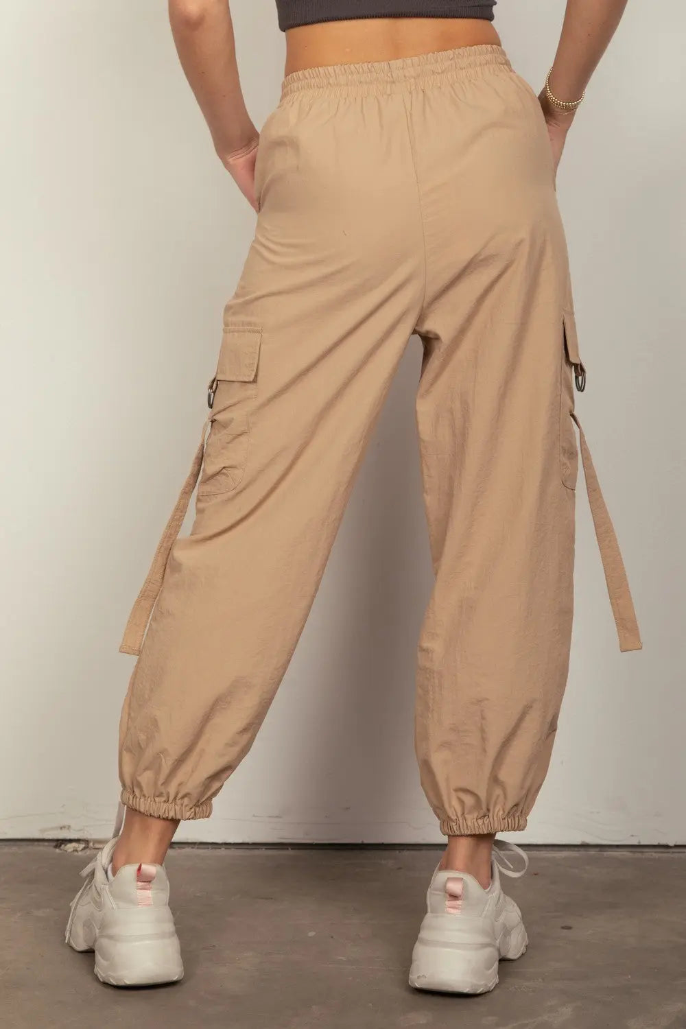 Birdie Elastic Waist Woven Cargo Pants - ThingsWeUseAndLove 