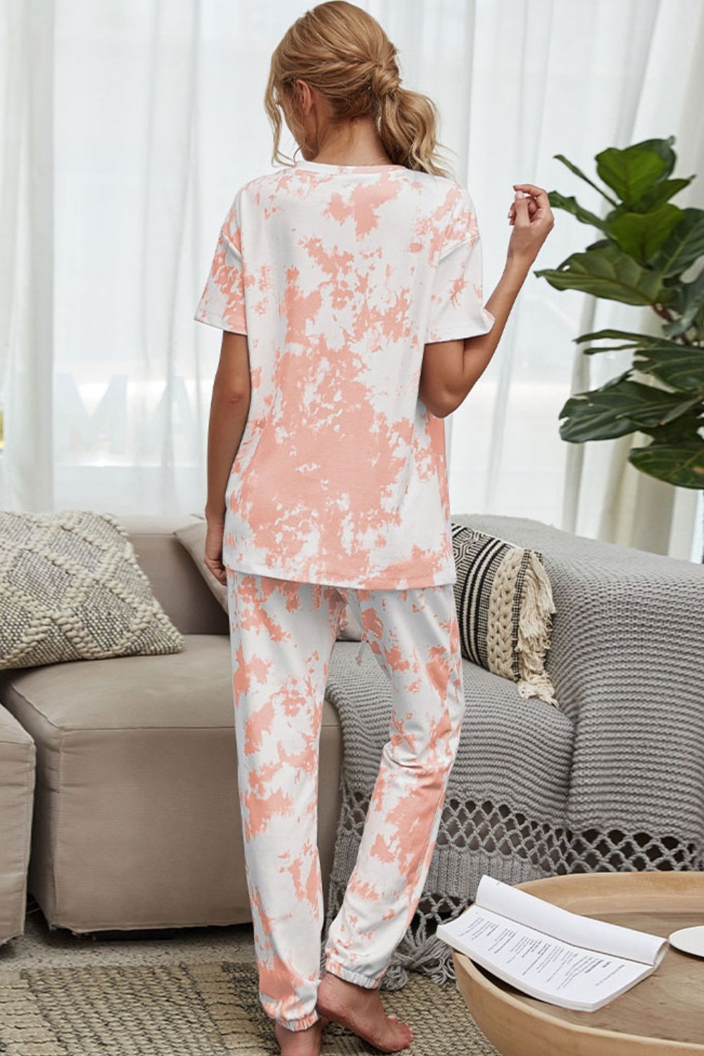 Addison Tie-Dye Tee & Drawstring Waist Joggers Lounge Set - ThingsWeUseAndLove 