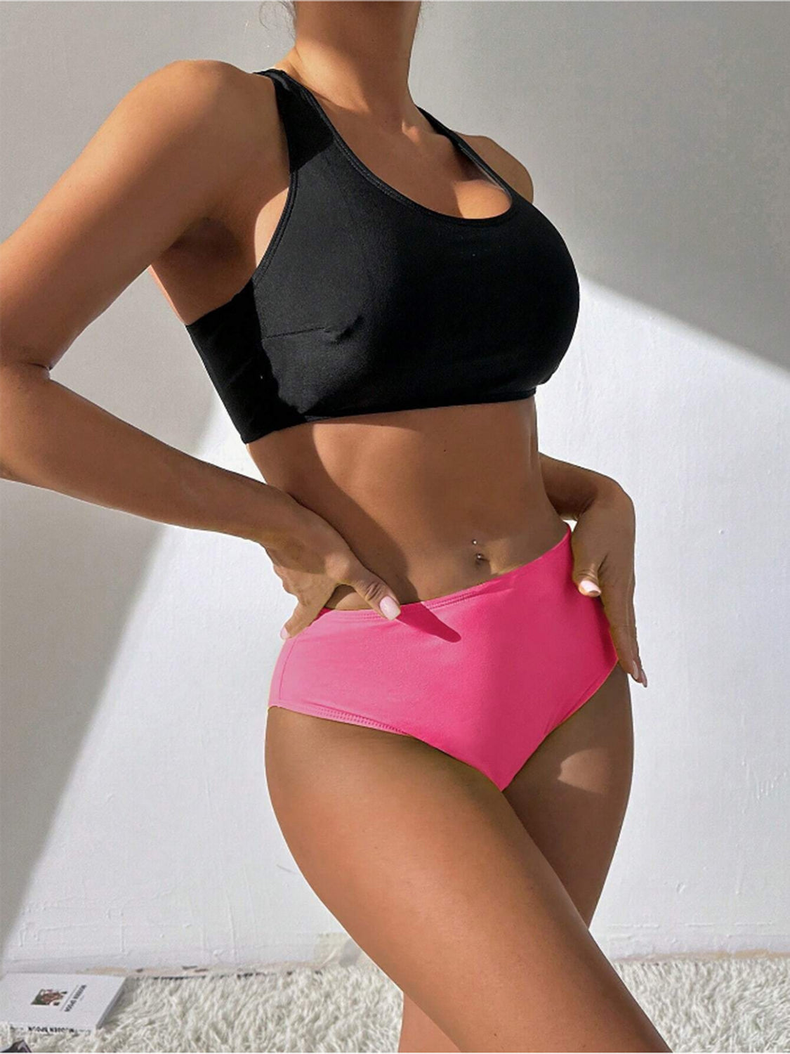 Round Neck Wide Strap Three-Piece Swim Set - ThingsWeUseAndLove 