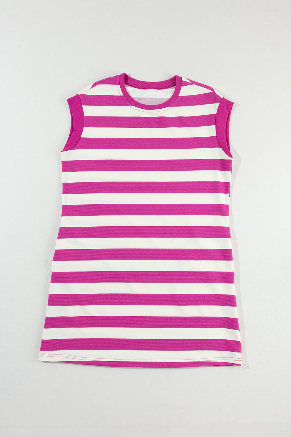 Rose Stripe Cap Sleeve Pocketed T-shirt Dress - ThingsWeUseAndLove 