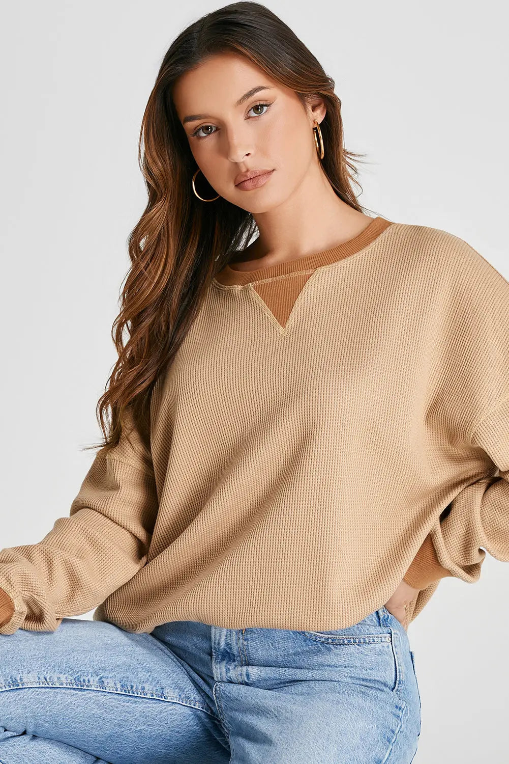 Berlin Waffle-Knit Long Sleeve Sweatshirt - ThingsWeUseAndLove 