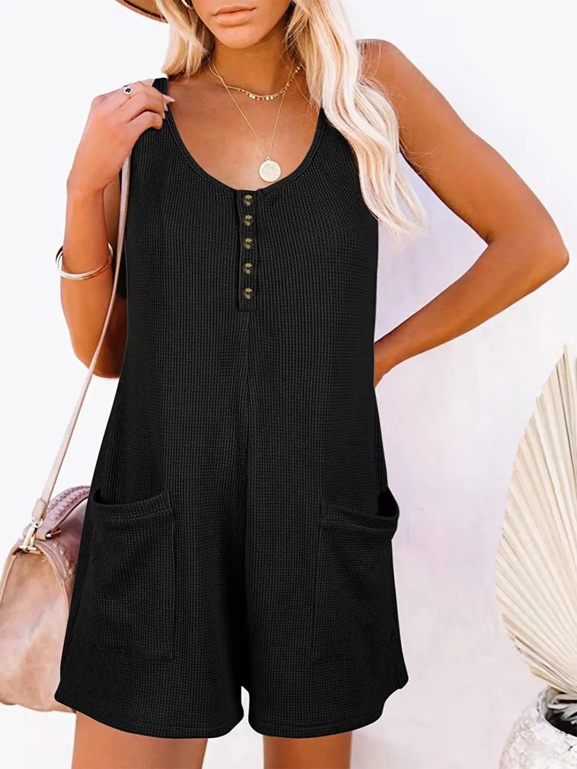 Size Inclusive Pocketed Scoop Neck Sleeveless Romper - ThingsWeUseAndLove 