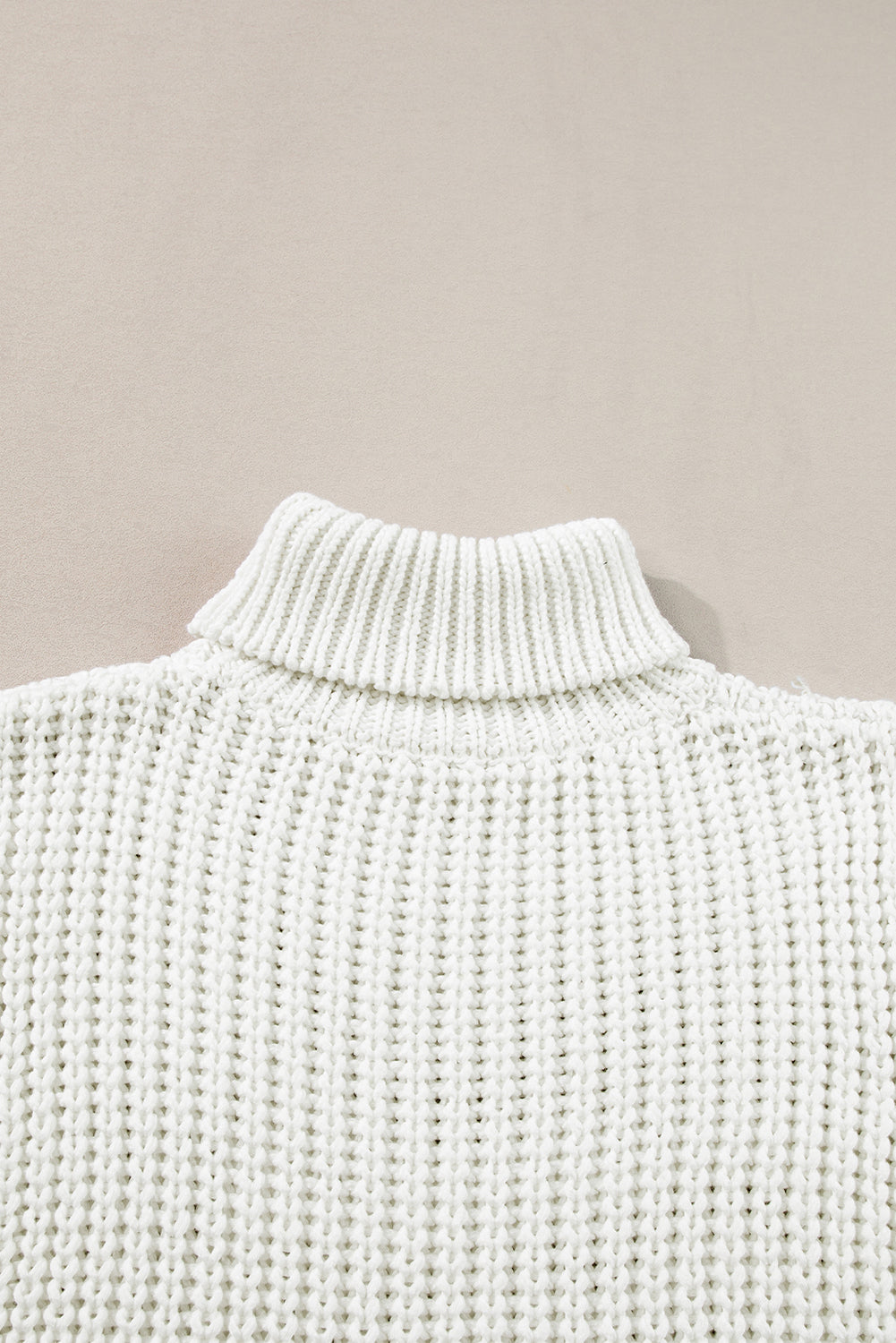 White Turtleneck Knitted Slit Hem Sweater Vest - ThingsWeUseAndLove 