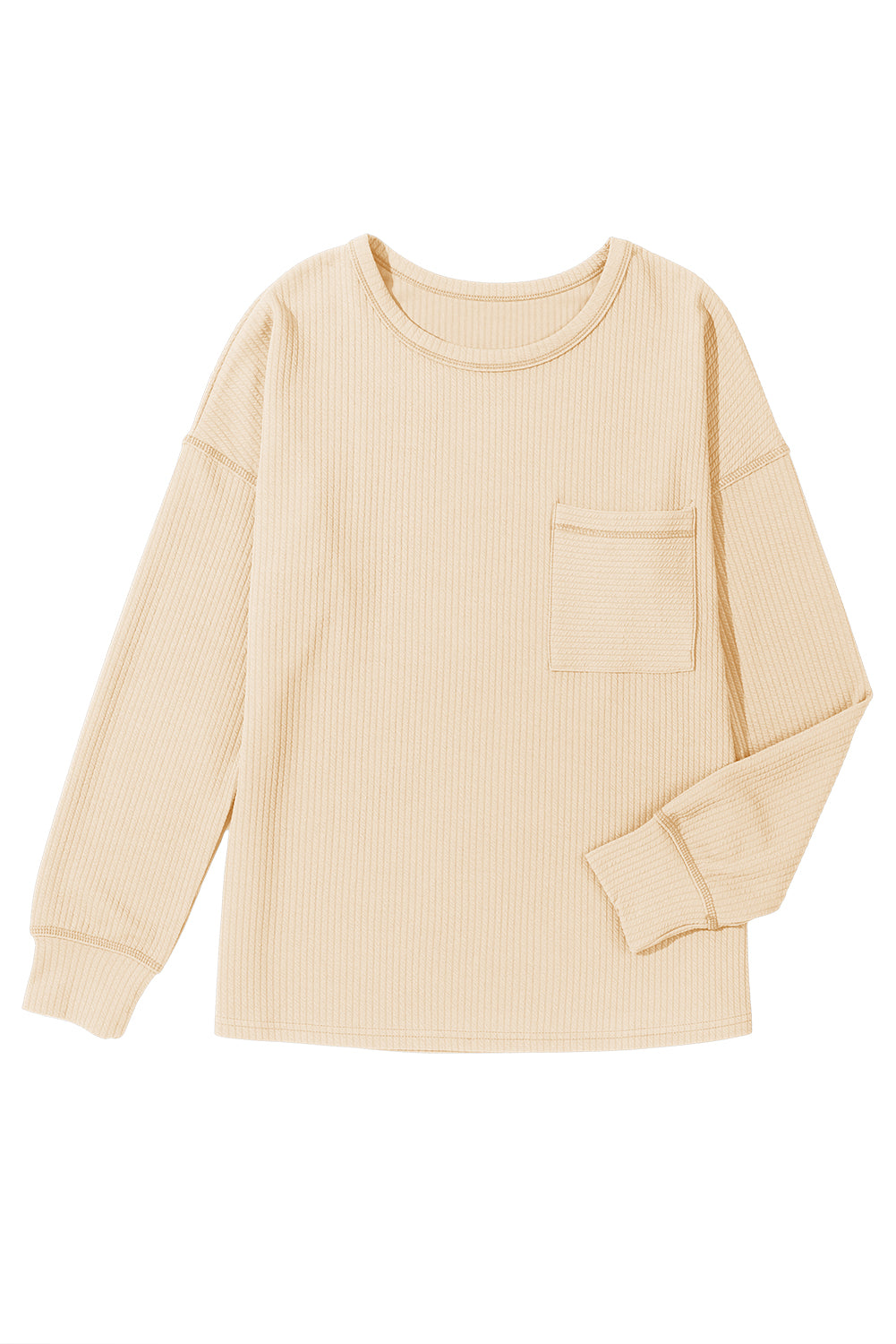 Ribbed Pocketed Long Sleeve Top - ThingsWeUseAndLove 