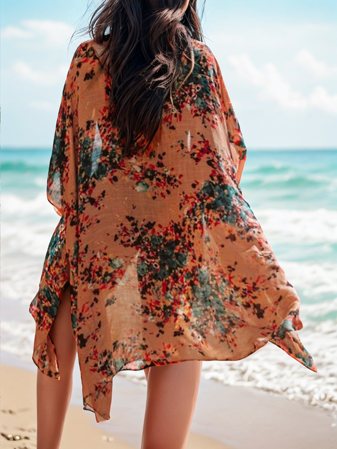 Polly Printed Open Front Cover-Up - ThingsWeUseAndLove 