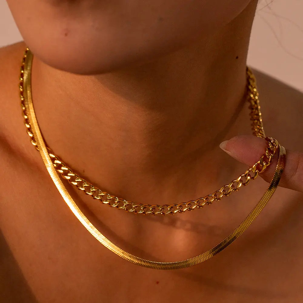 18K Gold-Plated Double Layered Necklace - ThingsWeUseAndLove 