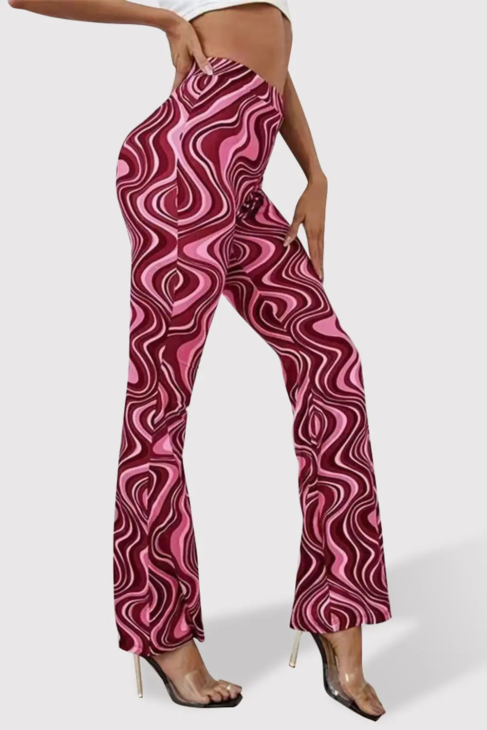 Paisley Printed High Waist Flare Pants - ThingsWeUseAndLove 