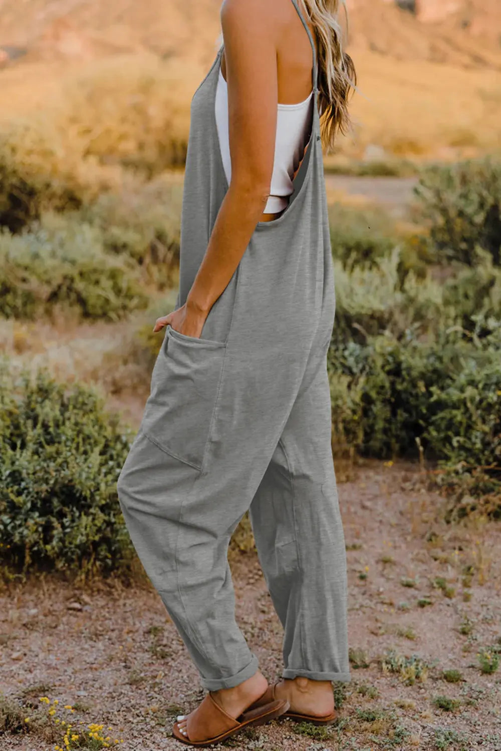 Dakota Size Inclusive V-Neck Sleeveless Jumpsuit with Pockets - ThingsWeUseAndLove 