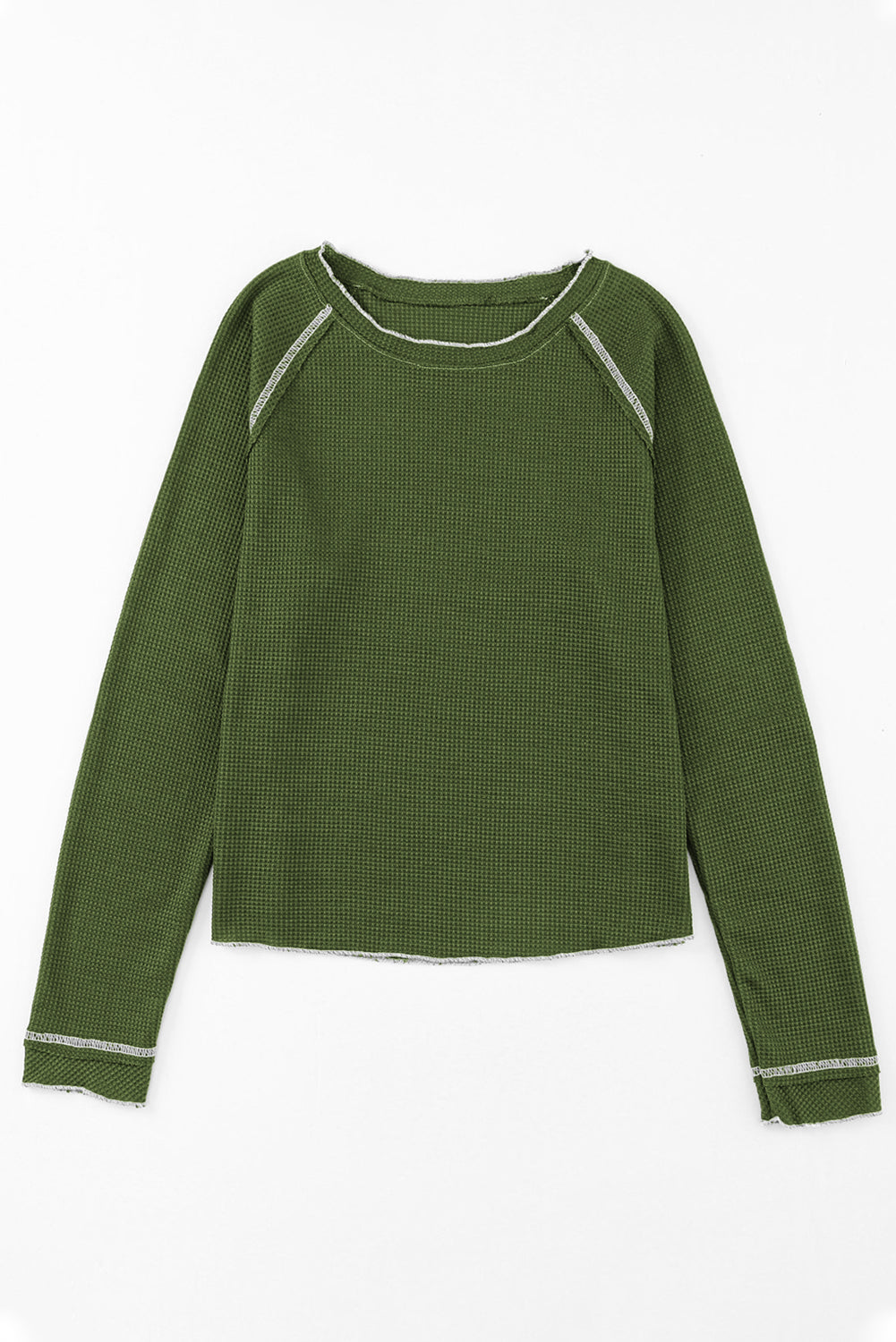 Exposed Seam Textured Pullover Long Sleeve Top - ThingsWeUseAndLove 