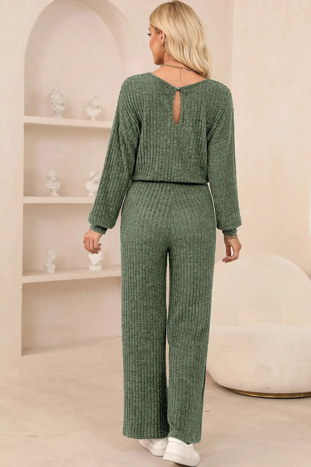 Olga Round Neck Long Sleeve Jumpsuit - ThingsWeUseAndLove 