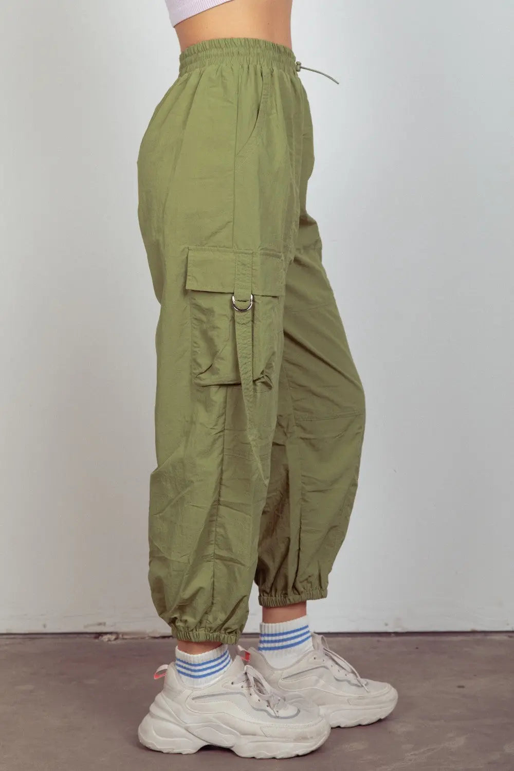 Kam  Elastic Waist Woven Cargo Pants - ThingsWeUseAndLove 