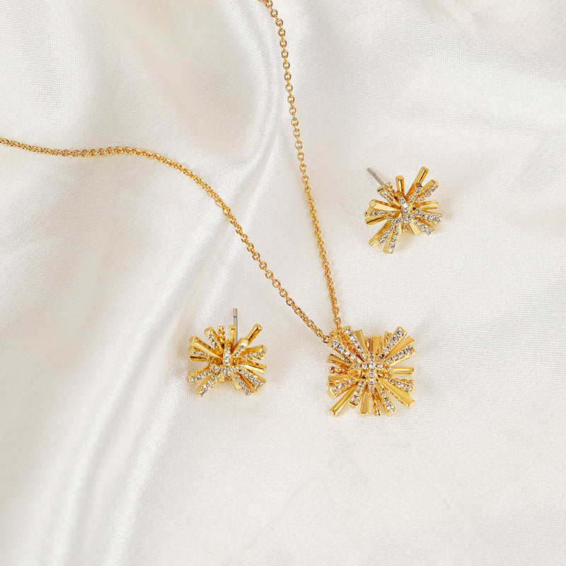 Starburst Gold-Plated Earrings and Necklace Set - ThingsWeUseAndLove 