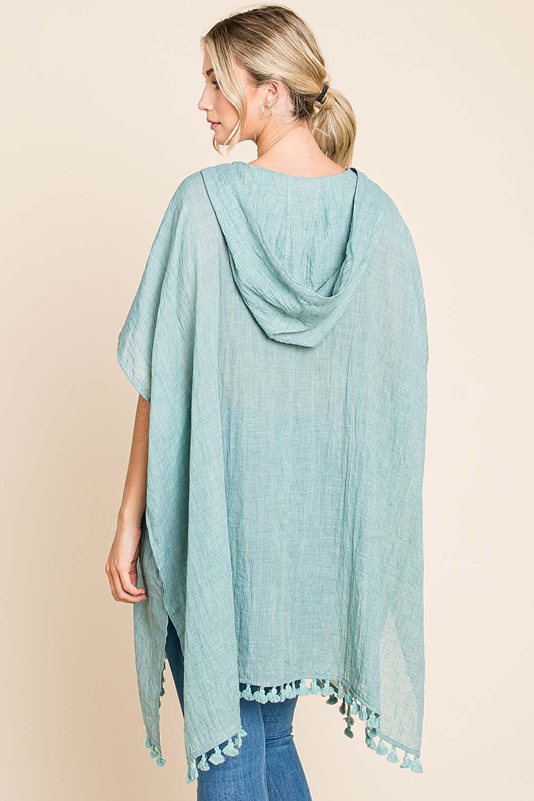 Cotton Bleu by Nu Label Tassel Hem Hooded Cover Up - ThingsWeUseAndLove 