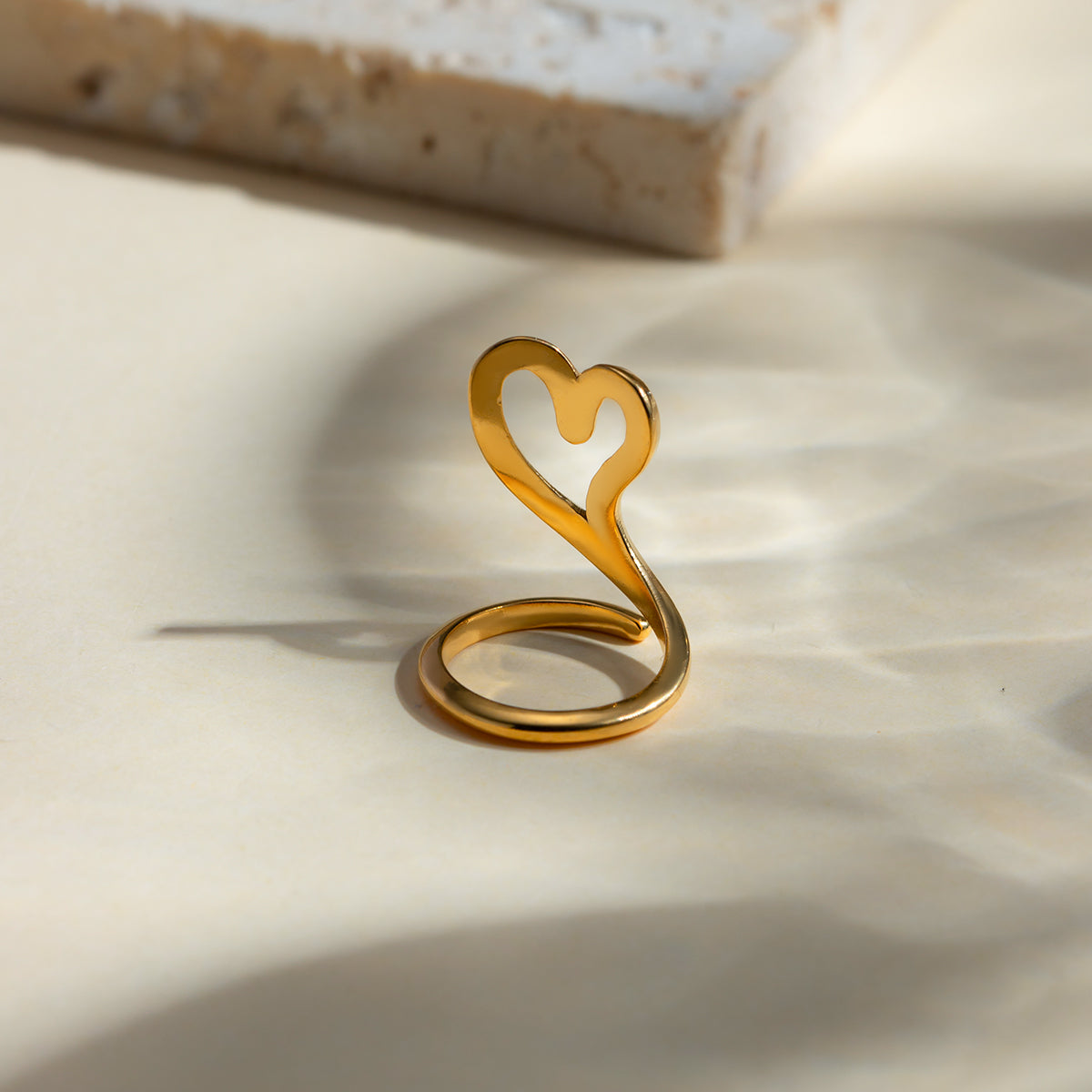 Stainless Steel Cutout Heart Bypass Ring - ThingsWeUseAndLove 