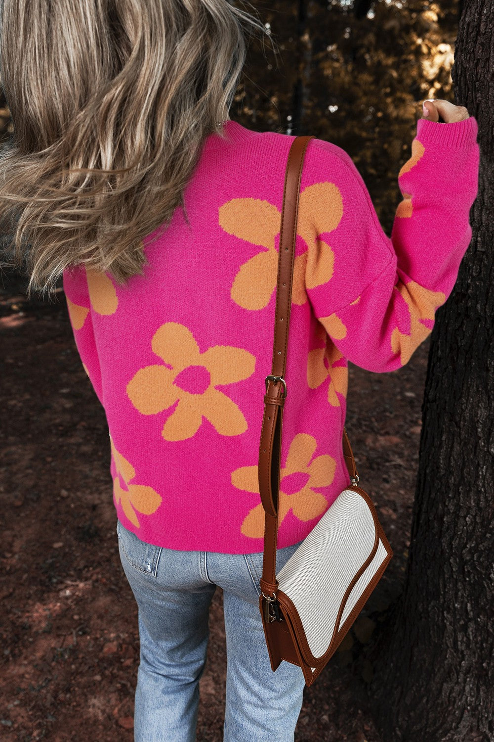 Isabella Flower Round Neck Long Sleeve Sweater - ThingsWeUseAndLove 