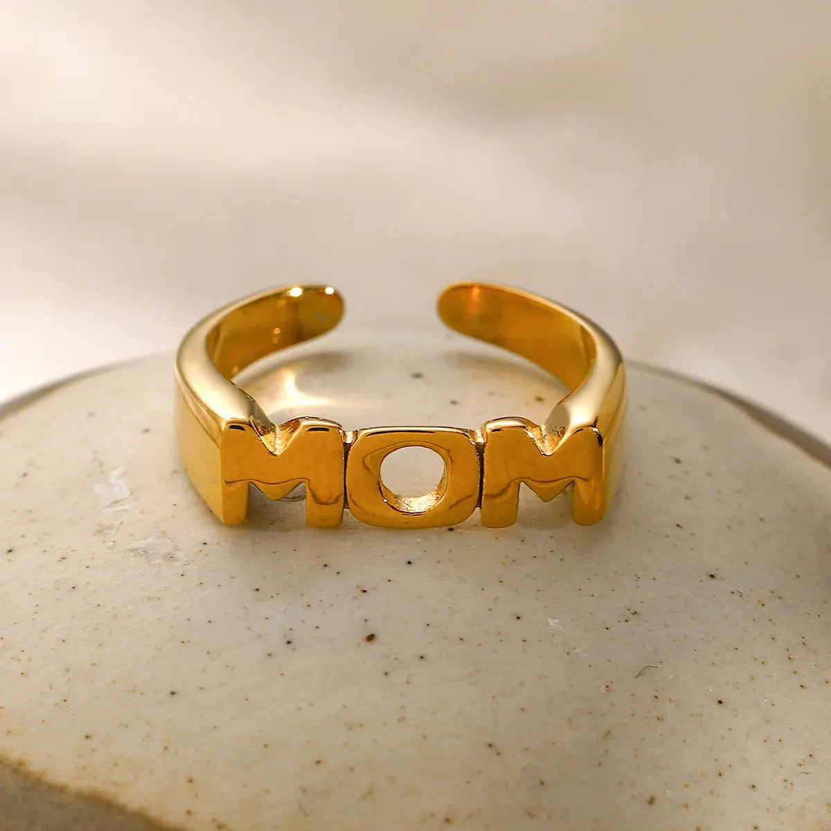 MOM Stainless Steel Open Ring - ThingsWeUseAndLove 