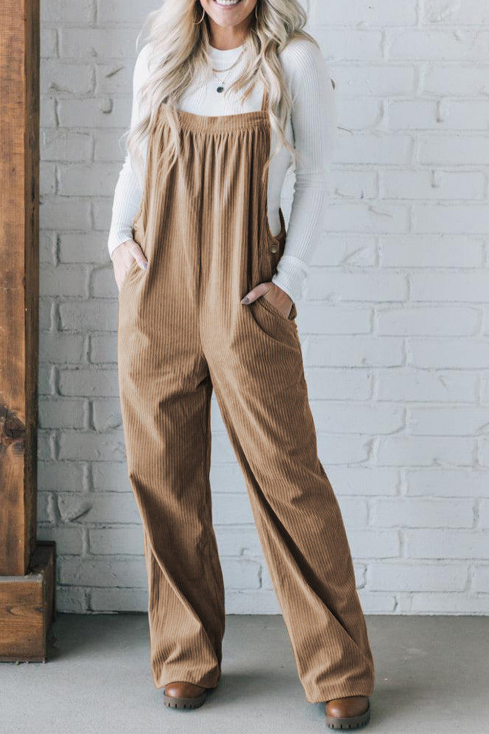 Jungle Green Plain Pocketed Loose Fit Corduroy Overalls - ThingsWeUseAndLove Gray-Morn-XL