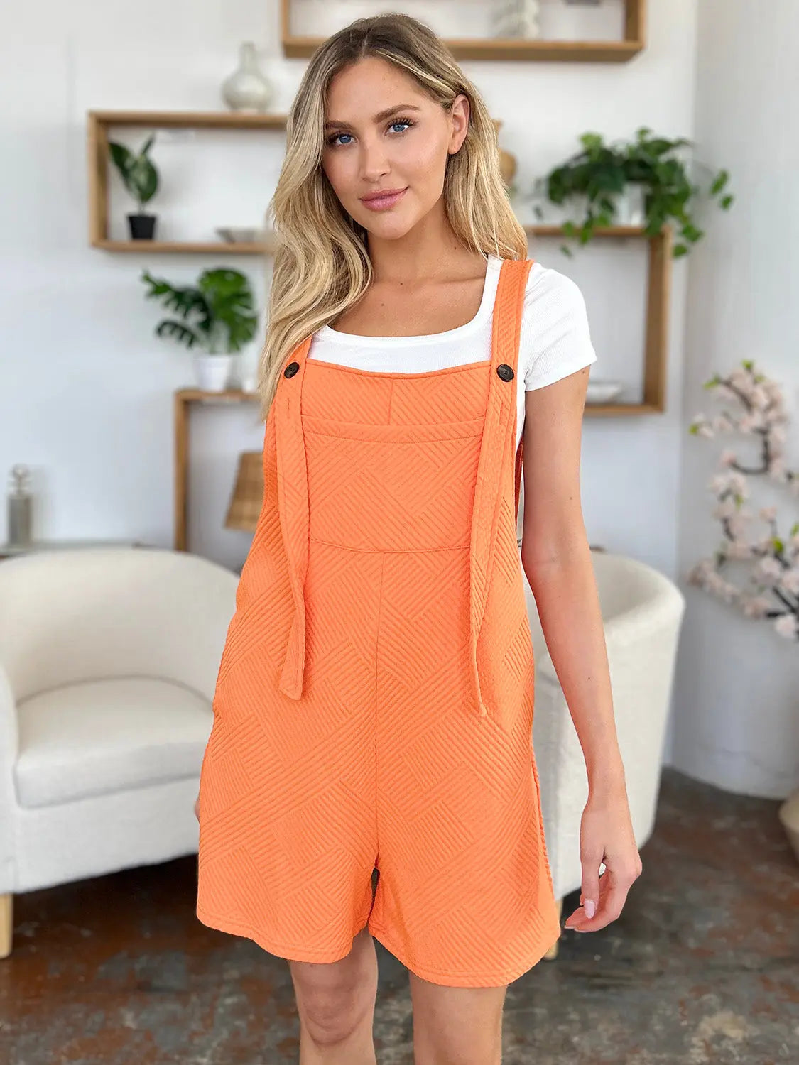 Size Inclusive Texture Sleeveless Romper - ThingsWeUseAndLove 