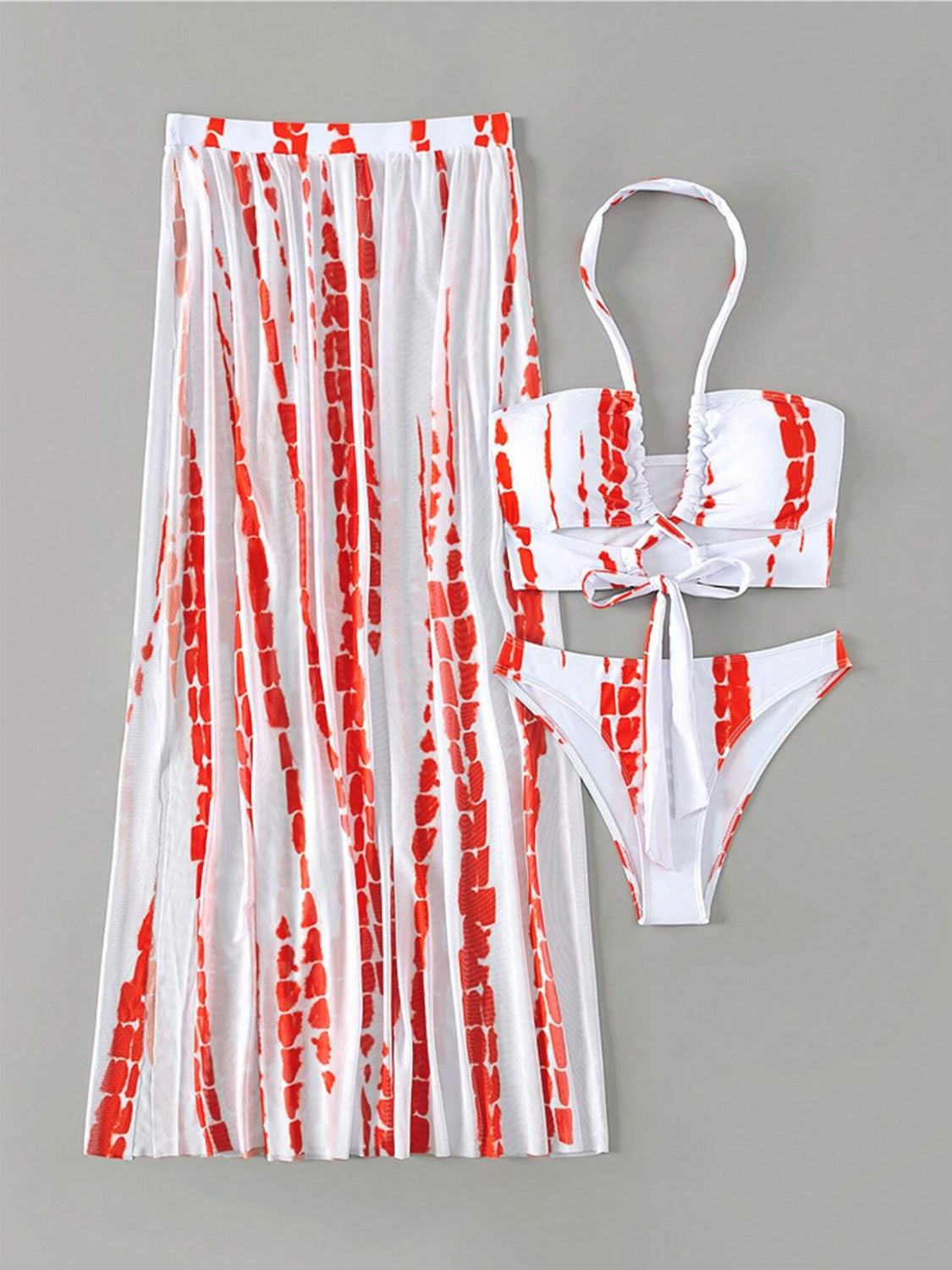 Printed Halter Neck Three-Piece Swim Set - ThingsWeUseAndLove 