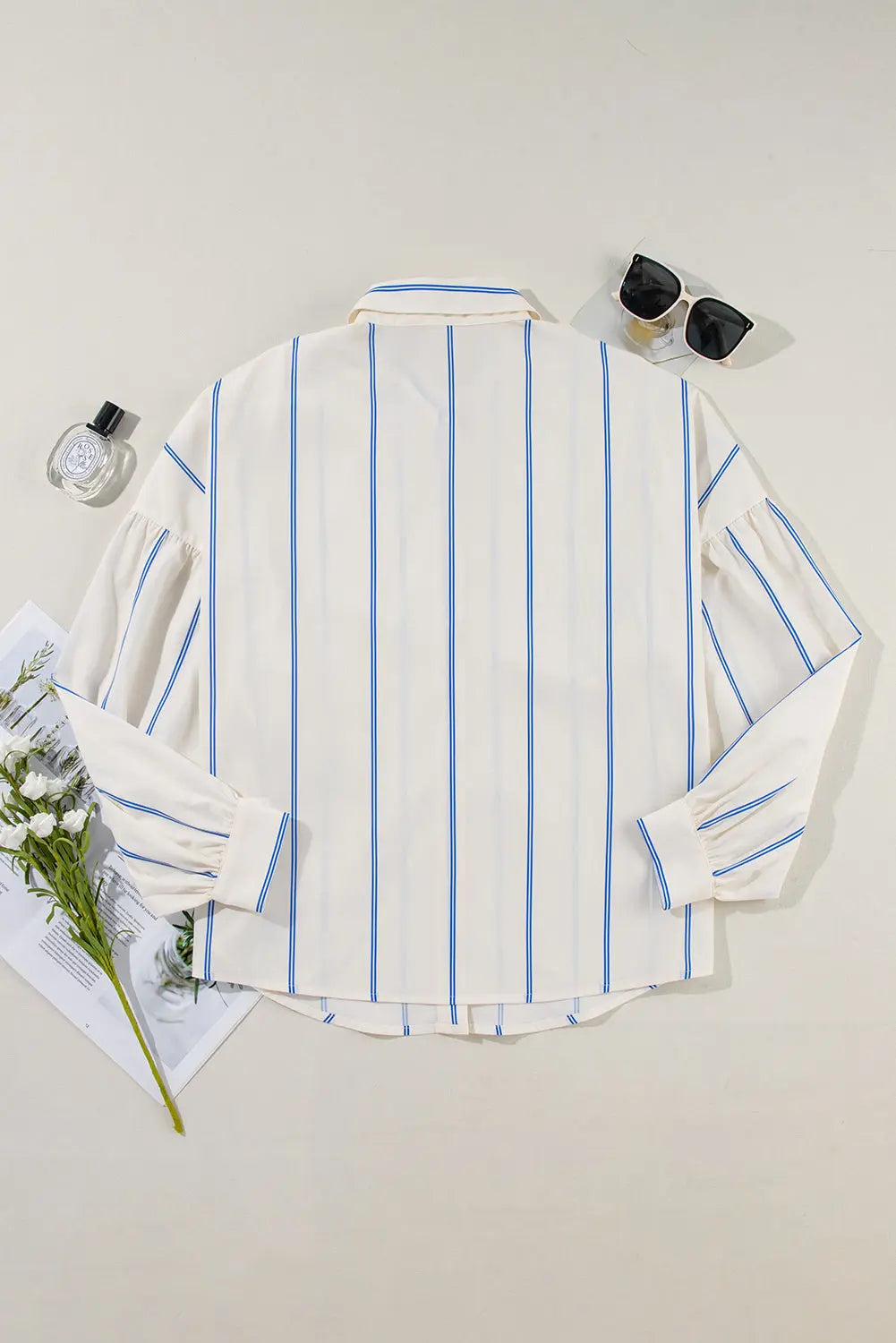 Kerry Striped Collared Neck Long Sleeve Shirt - ThingsWeUseAndLove 