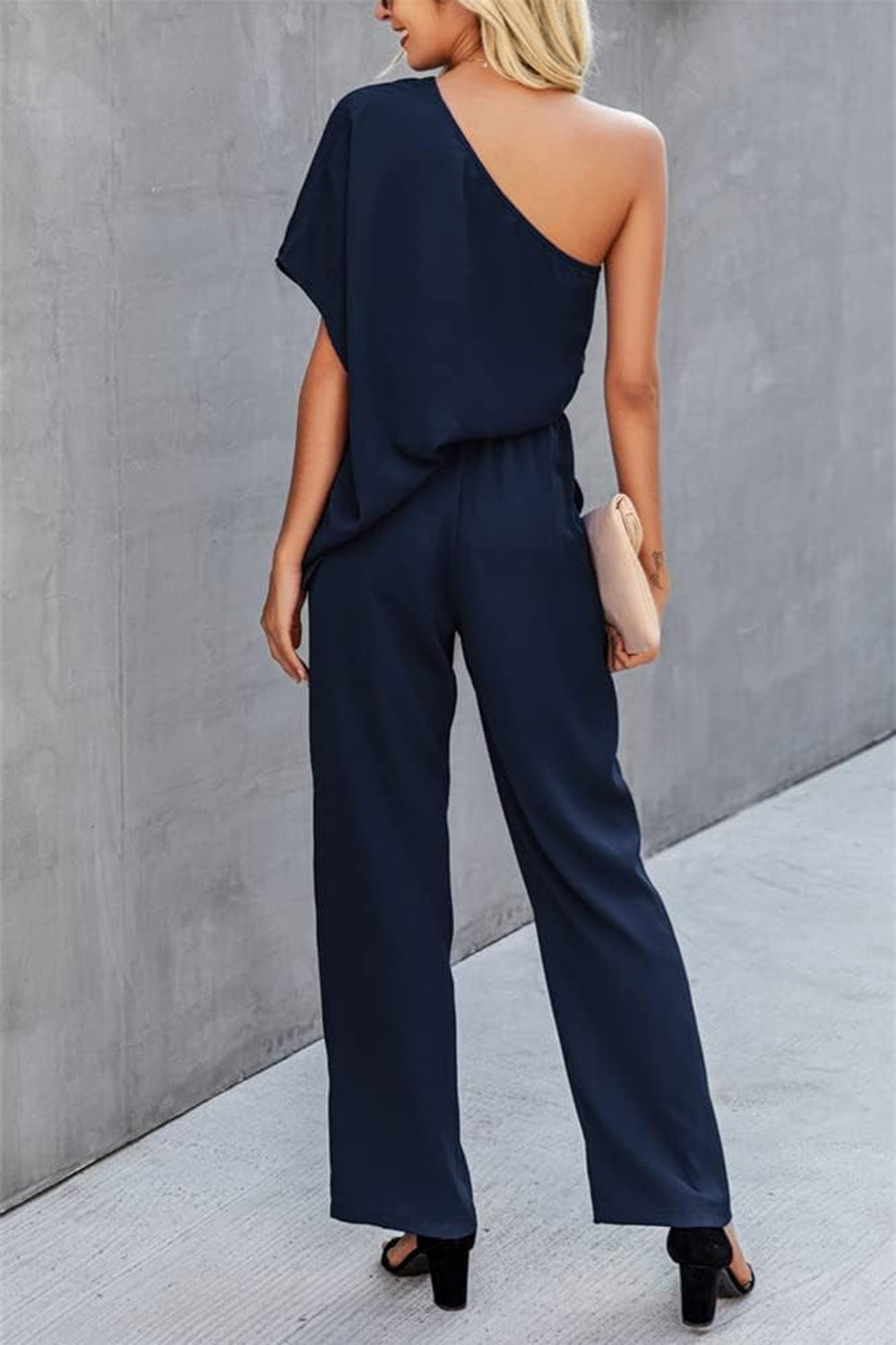 Helen Single Shoulder Short Sleeve Jumpsuit - ThingsWeUseAndLove 