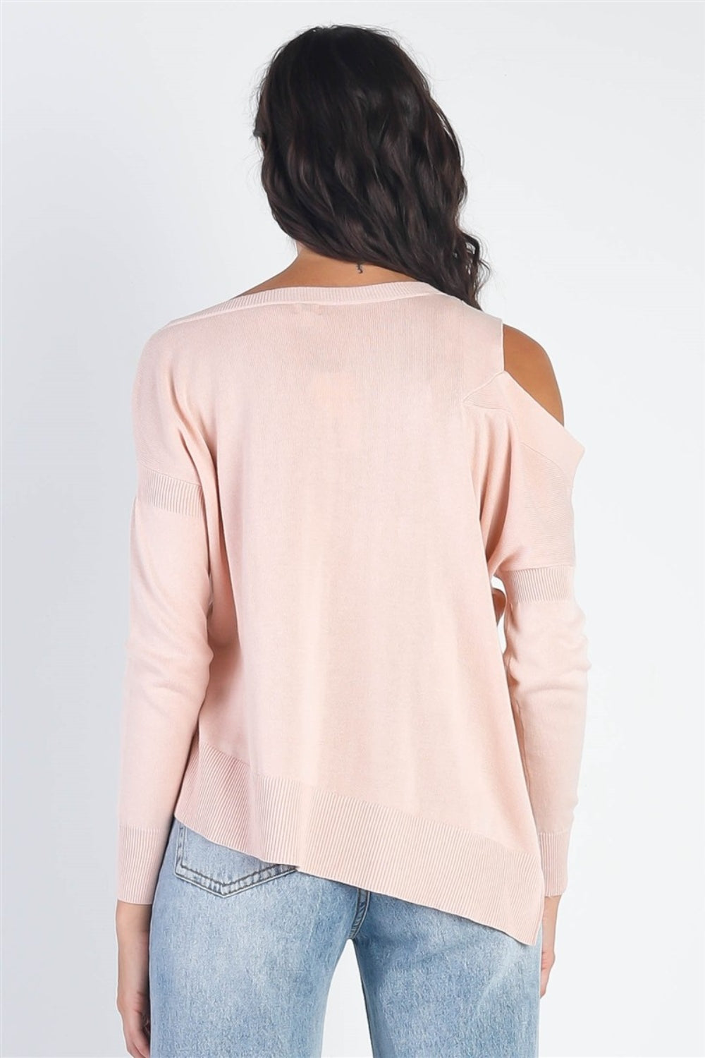 Long-Sleeve Cold Shoulder Knit Top - ThingsWeUseAndLove 