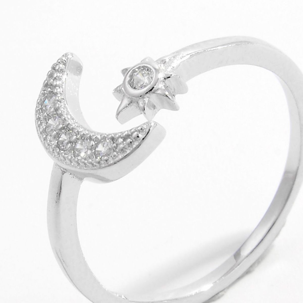 925 Sterling Silver Moon Open Ring - ThingsWeUseAndLove 