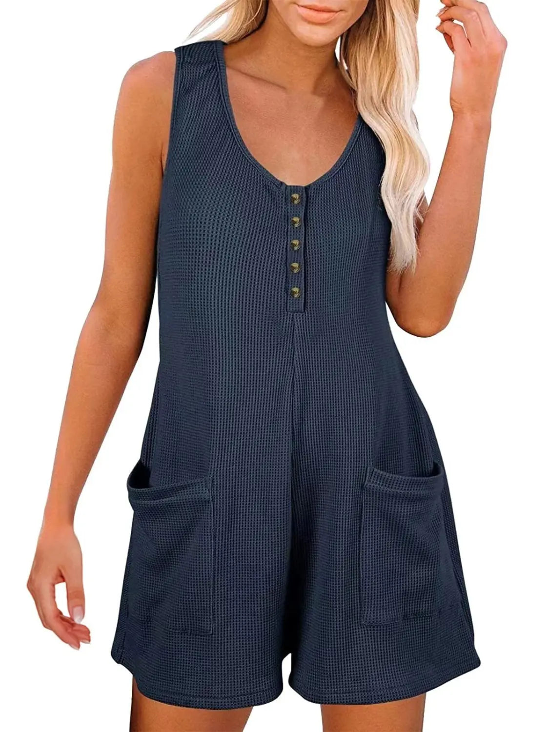 Size Inclusive Pocketed Scoop Neck Sleeveless Romper - ThingsWeUseAndLove 
