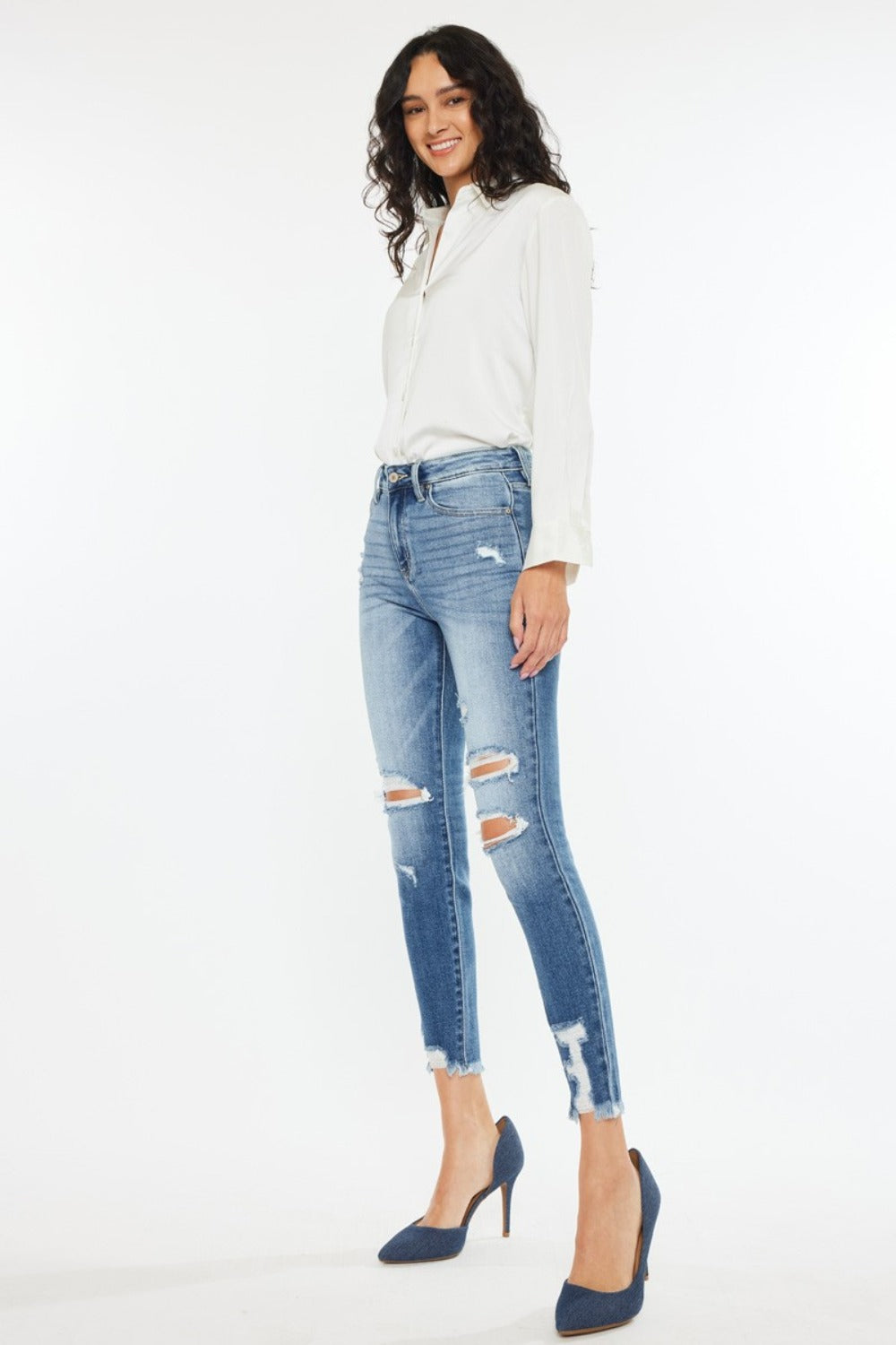 High Rise Frayed Ankle Skinny Jeans - ThingsWeUseAndLove 