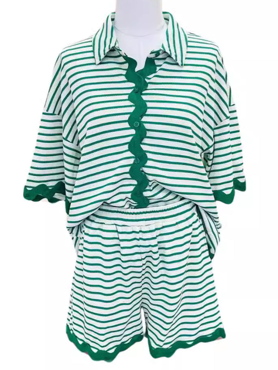 Nixie Size-Inclusive Striped Half Sleeve Top and Shorts Set - ThingsWeUseAndLove 