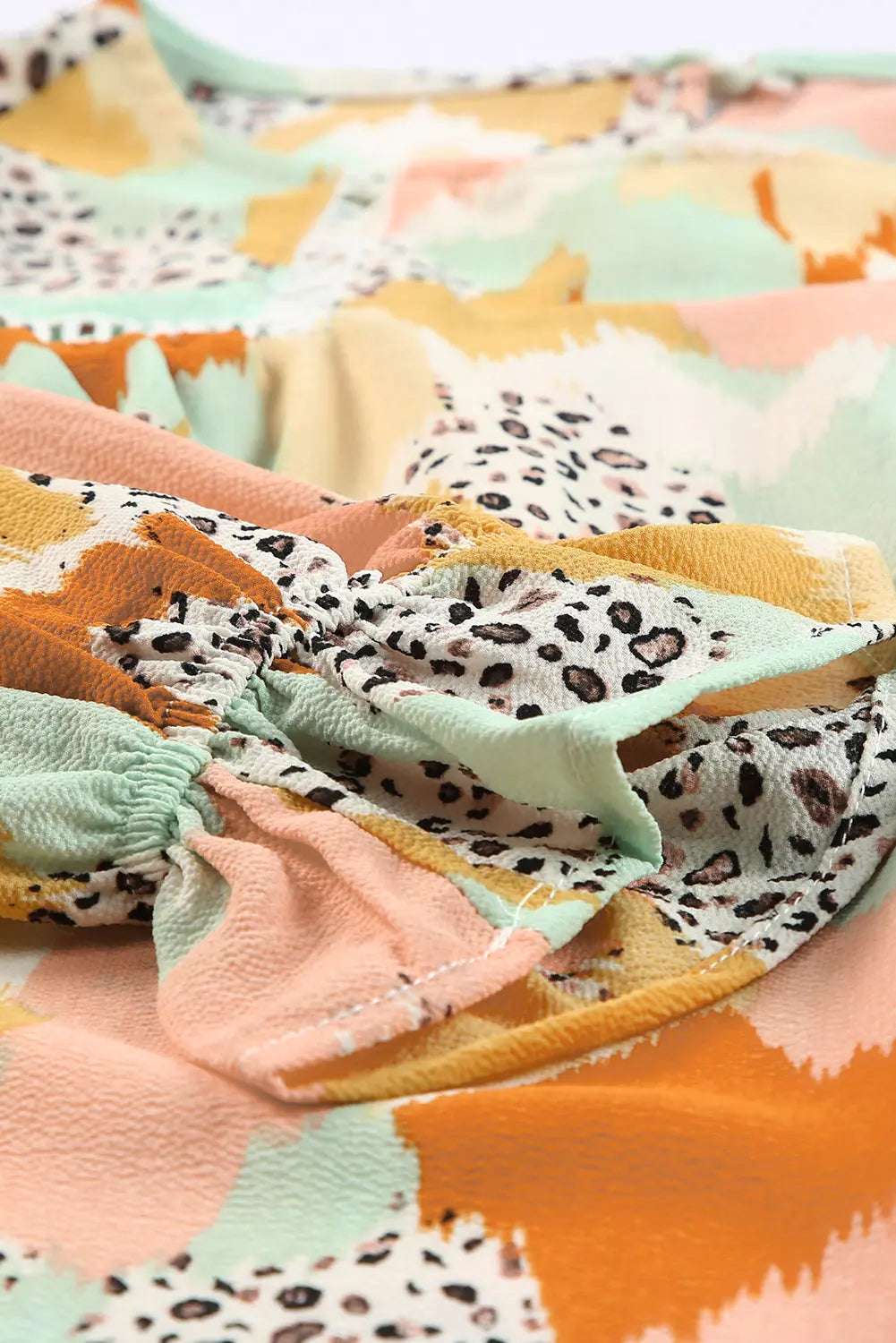 Boho Frill Multicolor Abstract Print Long Sleeve Blouse - ThingsWeUseAndLove 