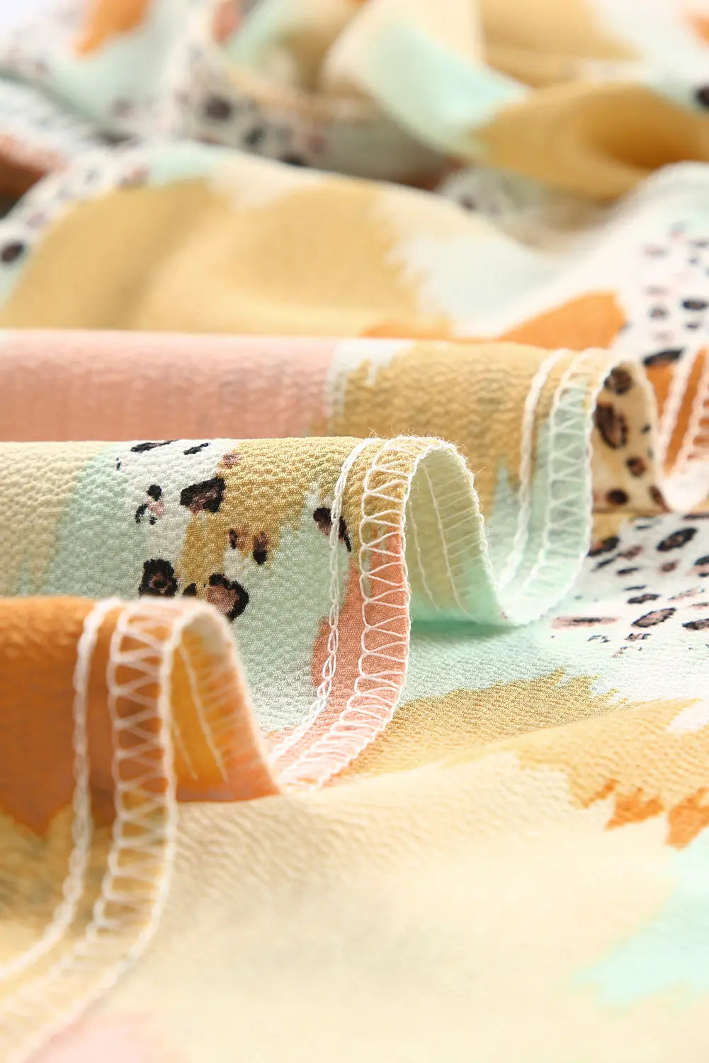 Boho Frill Multicolor Abstract Print Long Sleeve Blouse - ThingsWeUseAndLove 