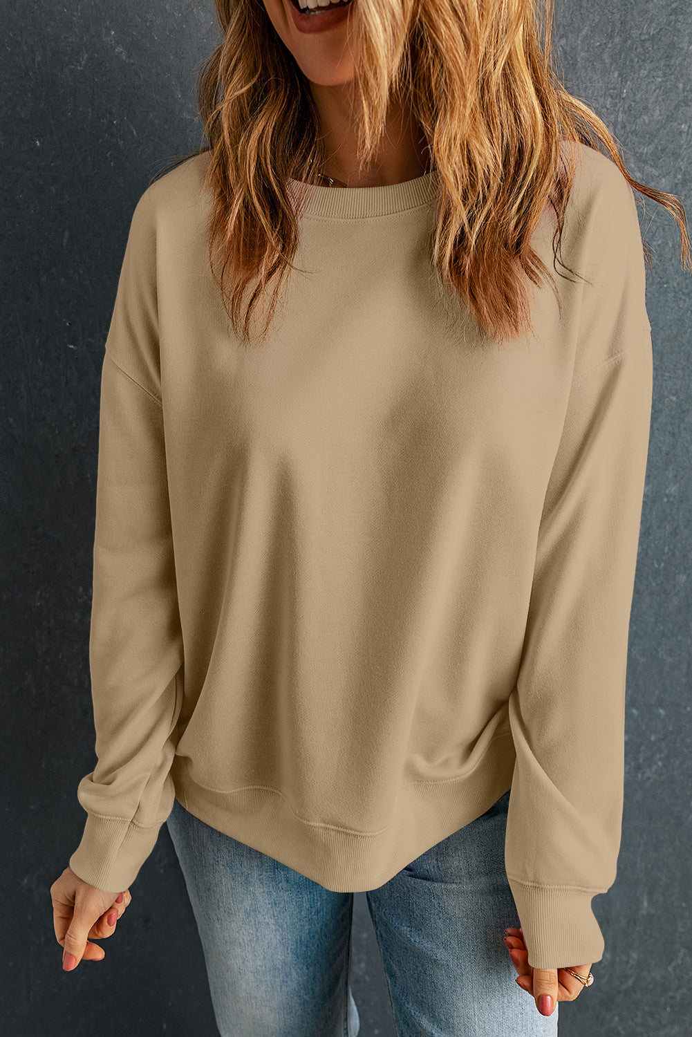 Irha Dropped Shoulder Round Neck  Sweatshirt - ThingsWeUseAndLove 