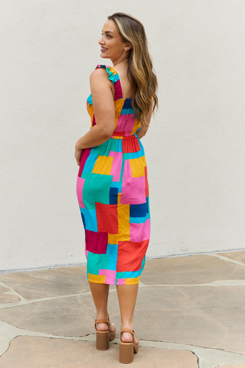 Multicolored Square Print Summer Dress - ThingsWeUseAndLove 