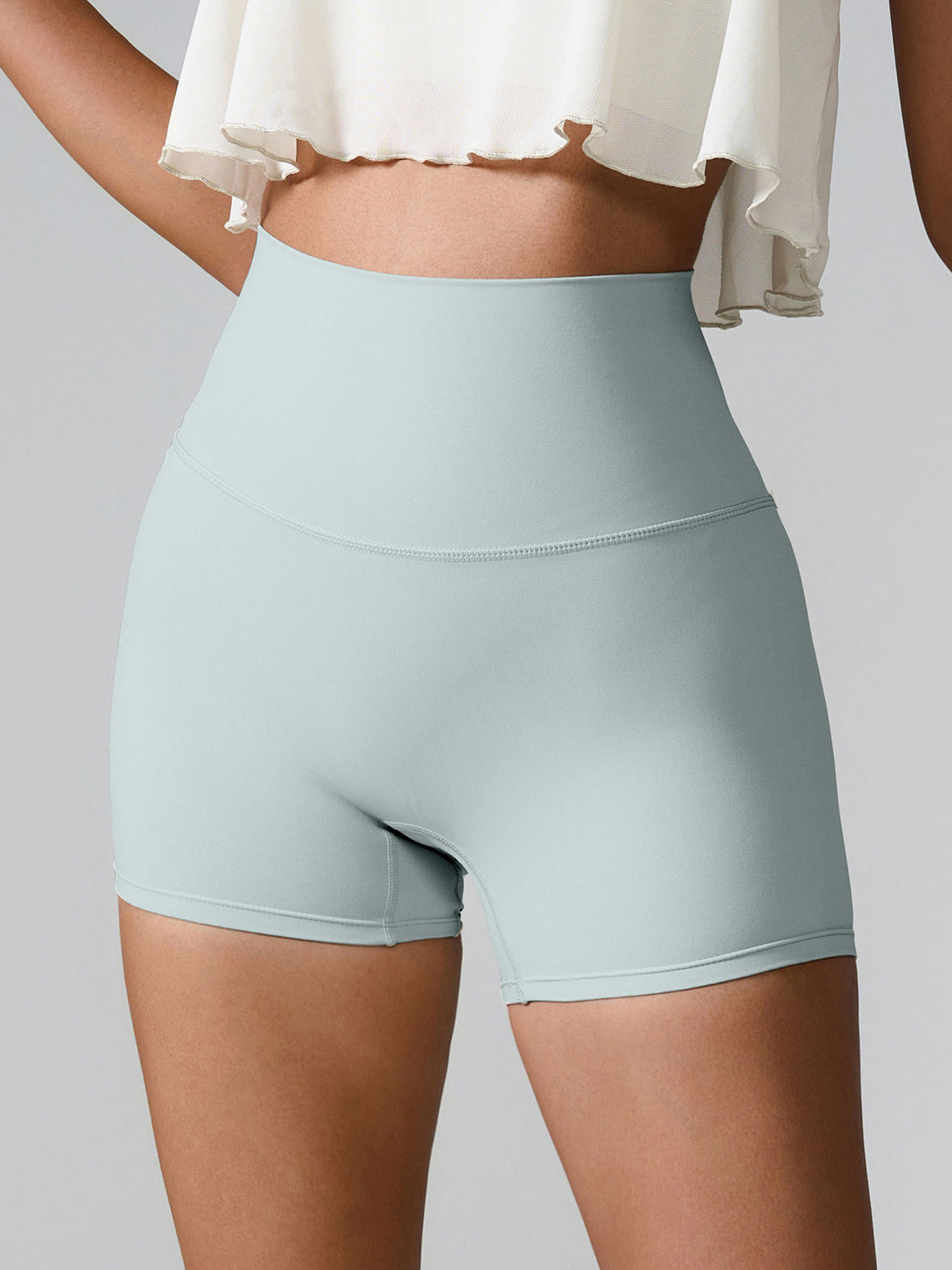 Lyla High Waist Active Shorts - ThingsWeUseAndLove Light-Green-XL