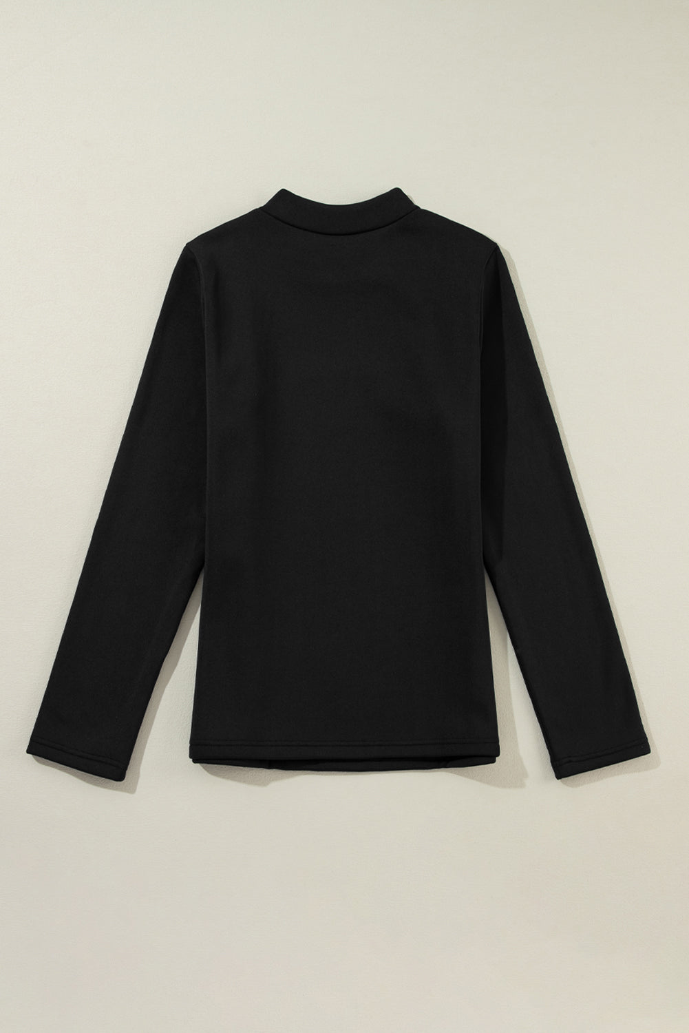 Black Mock Neck Thermal Lined Long Sleeve Top - ThingsWeUseAndLove 