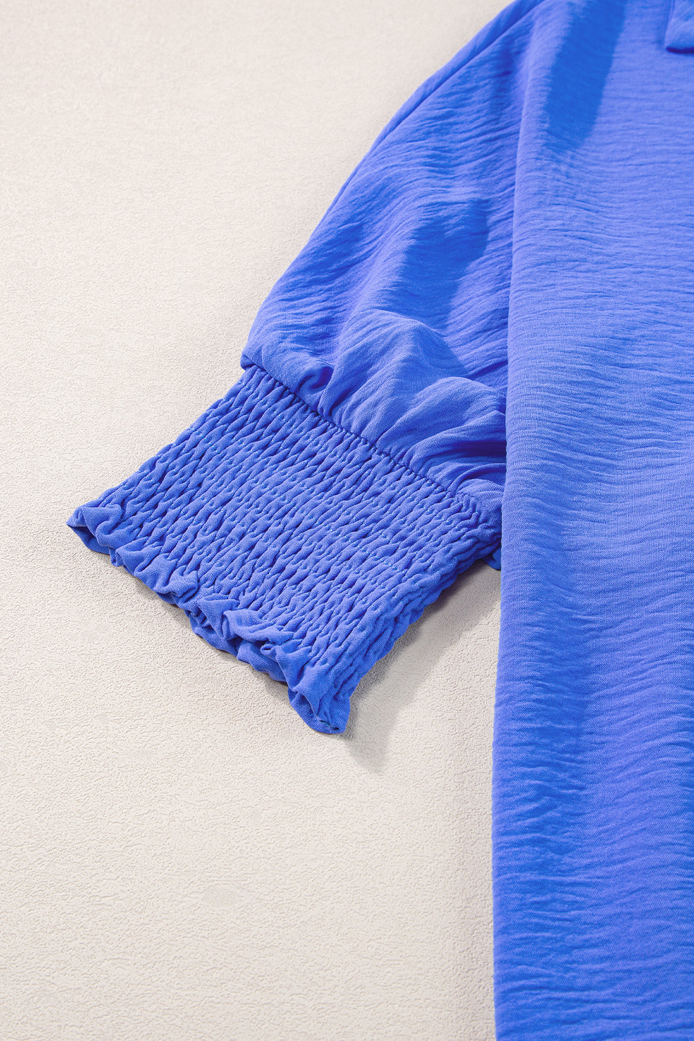 Smocked Cuffs Crinkled Collared Dolman Top - ThingsWeUseAndLove 