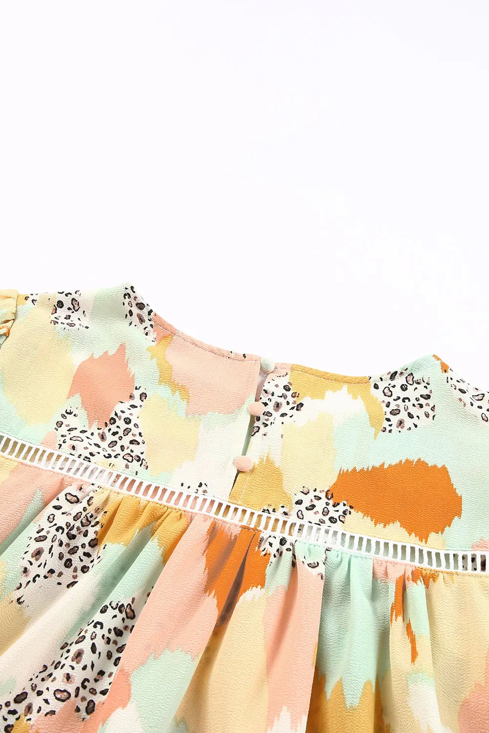 Boho Frill Multicolor Abstract Print Long Sleeve Blouse - ThingsWeUseAndLove 