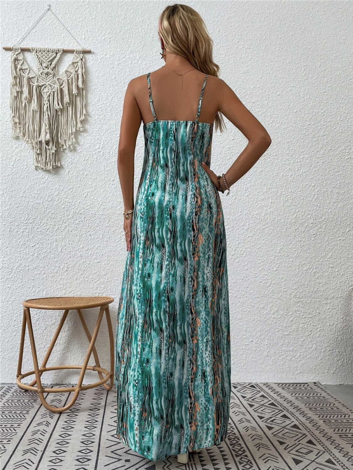 Full Size Printed Scoop Neck Maxi Cami Dress - ThingsWeUseAndLove 