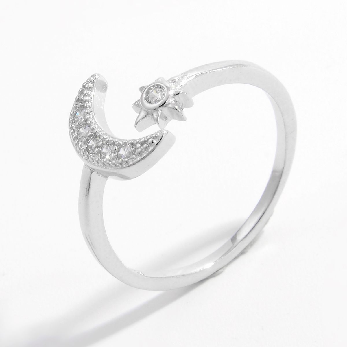 925 Sterling Silver Moon Open Ring - ThingsWeUseAndLove 