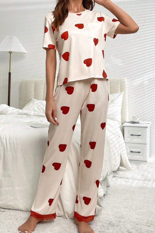 Pocketed Round Neck Top and Drawstring Pants Lounge Set - ThingsWeUseAndLove White-XL