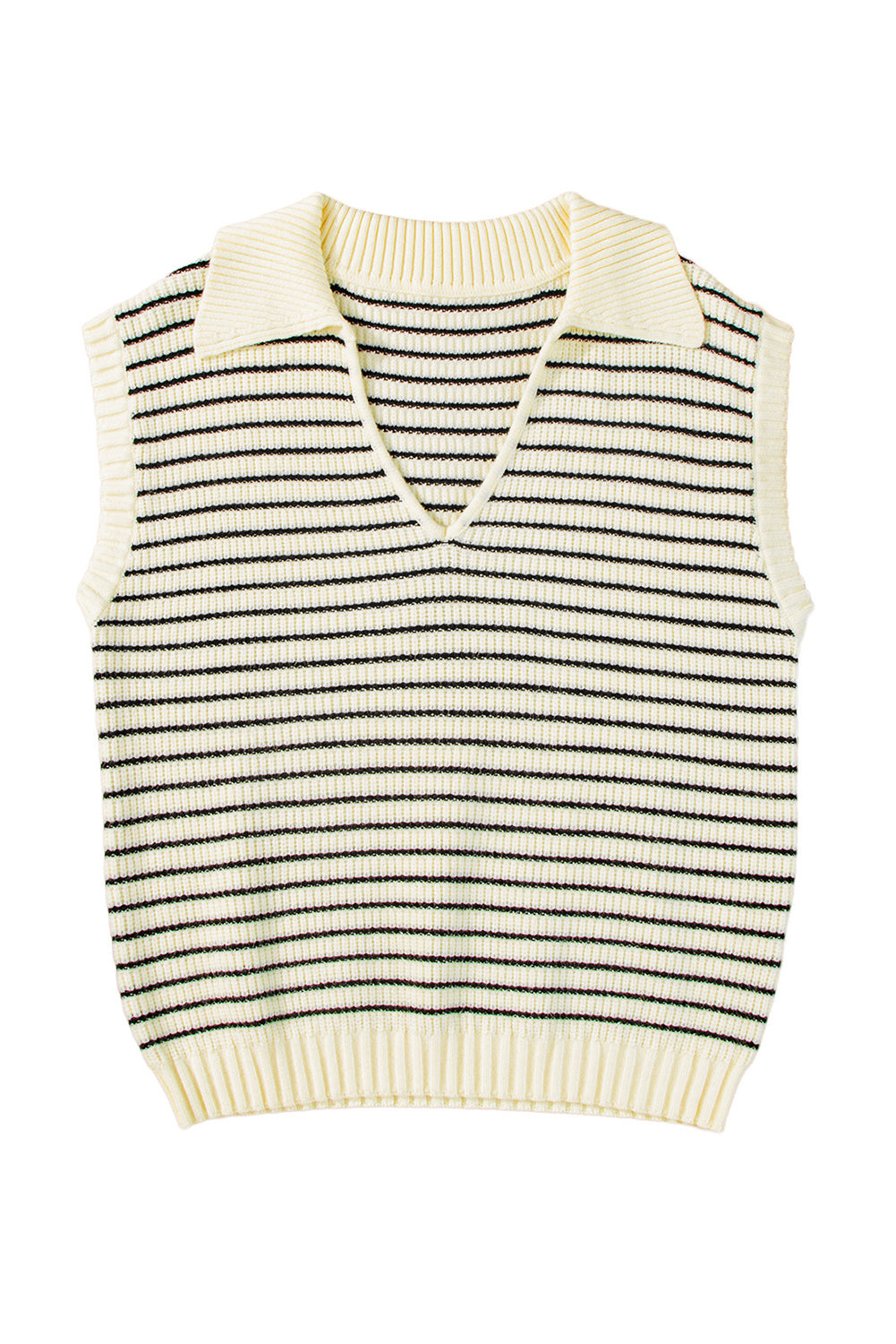 Turn-down Collar Sleeveless Knitted Top - ThingsWeUseAndLove 