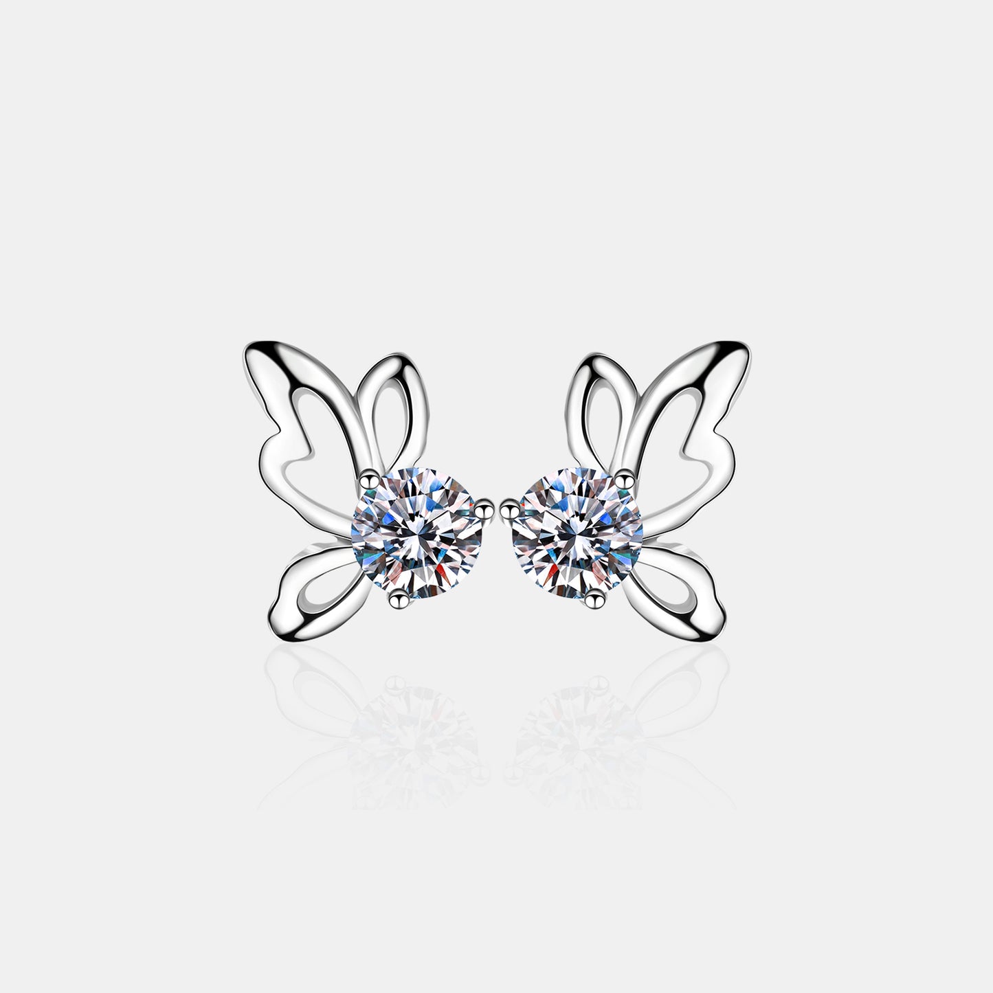 1 Carat Moissanite Butterfly Shape Earrings - ThingsWeUseAndLove Silver-One-Size