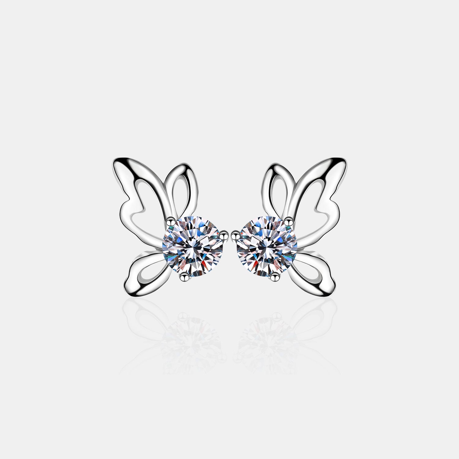 1 Carat Moissanite Butterfly Shape Earrings - ThingsWeUseAndLove Silver-One-Size